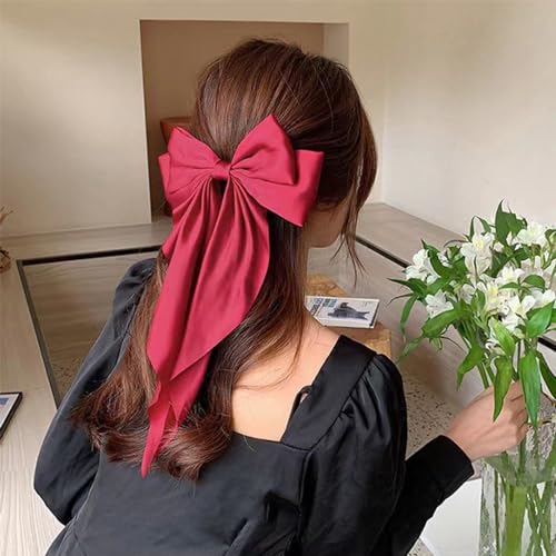 Bow Clips for Women, ELKINROVIC Mini Bow Clips Long Soft Small Coquette Bows Ribbon Bowknot Hair Bows for Girls Adult Kids(8Packs)