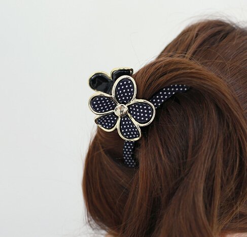 Meilliwish Flower Lace Gem Women Hair Clip Claw 1 PCS(D26)(DarkBlue)