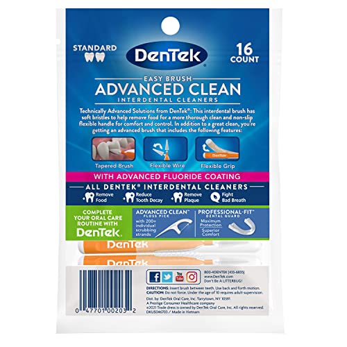 DenTek Easy Brush Interdental Cleaners, Standard, 16 Count, (Pack of 2)