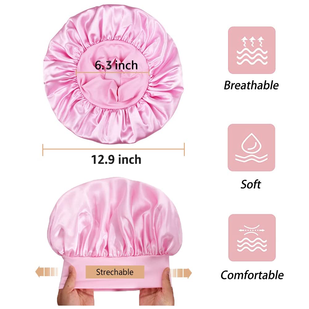 4PCS Silk Bonnet Satin Bonnet Silk Sleep Cap for Sleeping, Hair Bonnet for Sleeping Bonnets for Black Women, Wide Band Silk Bonnet for Curly Hair.