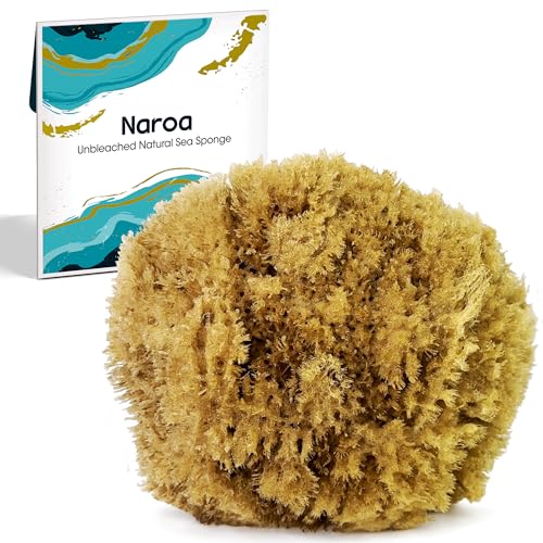 Naroa Exfoliating Natural Sponge for Bathing | Bath Sea Sponge for Healthy Skin | Unbleached Shower Body Scrubber Puff | Eco Friendly Plastic Free Sponge (Exfoliate - X Large)