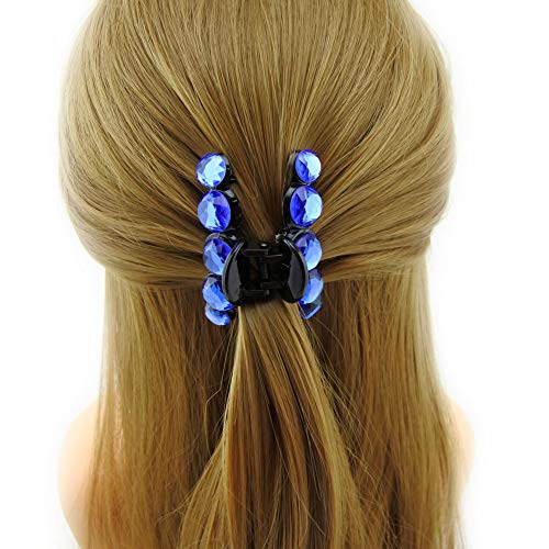 Meilliwish Sparkling Beautiful Hair Claw Clip for Women 1 PCS(D86)(Blue)