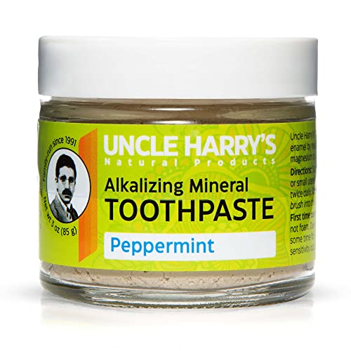 Uncle Harry's Peppermint Remineralizing Toothpaste | Natural Whitening Toothpaste Freshens Breath & Promotes Enamel | Vegan Fluoride Free Toothpaste