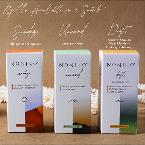 NONIKO - Natural Deodorant - DRIFT REFILL - Stainless Steel Refill - Aluminum Free, Paraben Free, Plastic Free - For Men & Women – Green Mandarin - Sensitive Formula