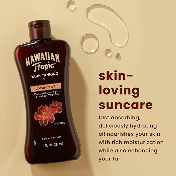 Hawaiian Tropic Dark Tanning Oil Original 8 oz (Pack of 2)