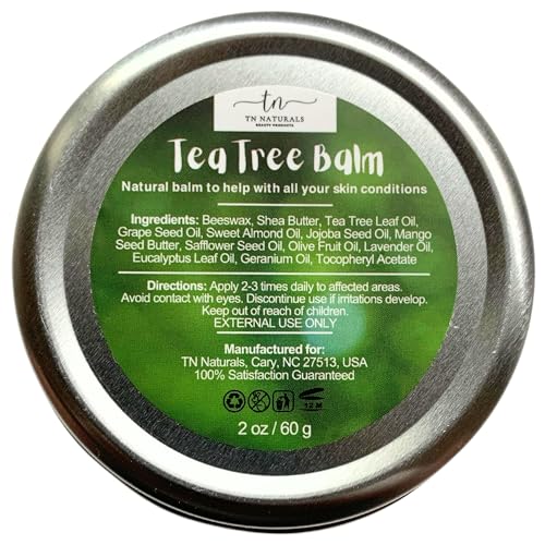 TEA TREE OIL BALM | All Natural Help for Acne, Moisturizer, Soothing Relief for Many Skin Conditions | Skincare for Tattoos, Dry, Itchy Skin, Irritations, Eczema (2.12 Ounce (Pack of 1))