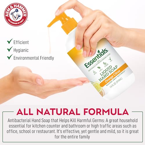 Arm & Hammer Liquid Hand Soap for Skin Cleaning - Hand Soap for Kitchen & Bathroom with Orange Citrus Scent - Natural Hand Soap Cleanses, Softens 14 FL Oz (414ml)