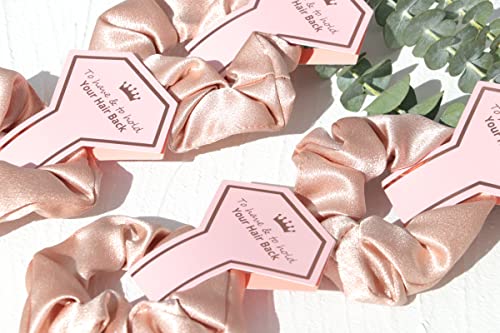 EOLUCC 8 PACK Bridesmaid Proposal Gifts Scrunchies Hair Ties Bachelorette Party Favors Gift for Bridal Wedding -To Have and To Hold Your Back (Beige & White)