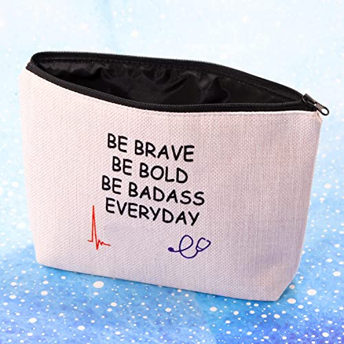 G2TUP Emergency Medical Technician Makeup Bag Be Brave Be Bold Be Badass Everyday First Responder Paramedic Pouch (BE BRAVE New)