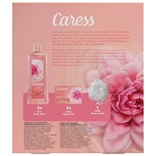 Caress Daily Silk Bar Soap & Hydrating Body Wash Gift, 4 count