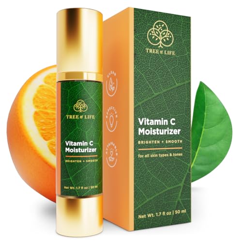 Tree of Life Moisturizer, Vitamin C Face Cream - Hydrating & Brightening Lotion, Reduces Dark Spots - Dermatologist-Tested for Dry Sensitive Skin - Whitening Facial Skin Care - 1.7 Fl Oz