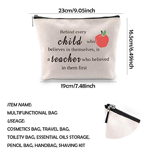 WCGXKO Teacher Appreciation Gift Teacher Zipper Pouch Cosmetics Bag Graduation Gift for Teacher (Behind every child tote)