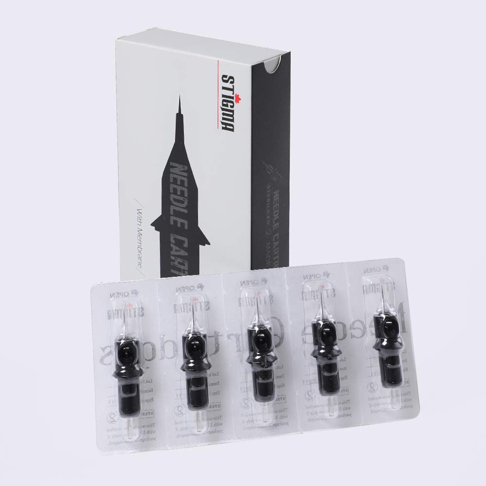 STIGMA #12(14RS) Standard Disposable Tattoo Needle Cartridges with Membrane Safety Cartridges for Tattoo Artists Round Shader 20Pcs Standard Pack EN05-20-1214RS