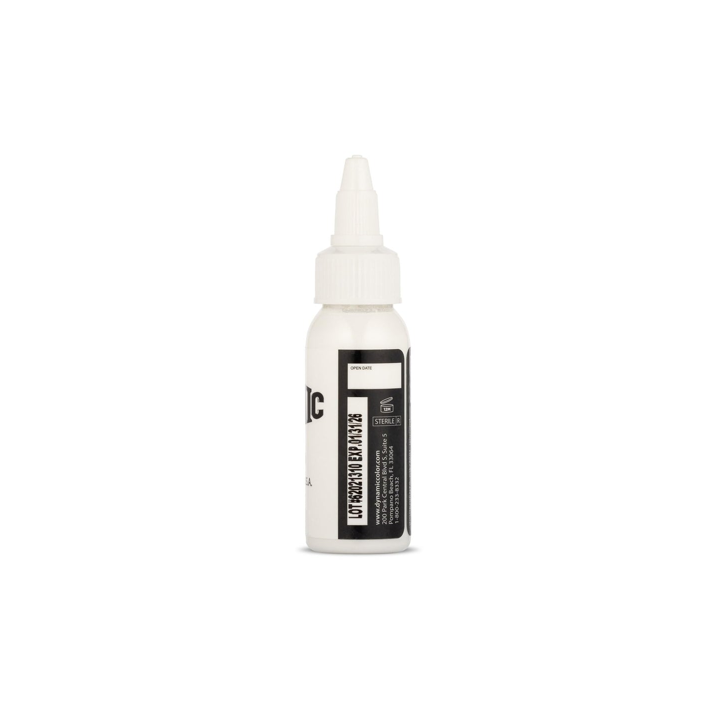 Dynamic Color Co. - White Tattoo Ink, Long Lasting Vivid Color, Sterilized, Made in USA, Since 1990 (1 oz Bottle)