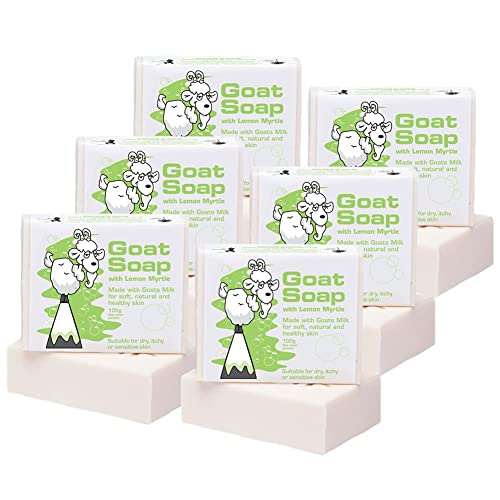 Goat Soap Value Six Packs - for Soft, Natural and Healthy Skin, Milk Body Soap Bar - 6 x 100g (3.5oz) Bars - Lemon Myrtle