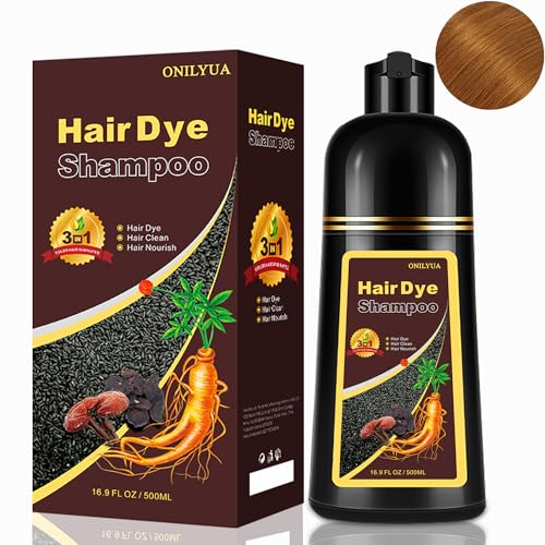 Blonde Brown Hair Dye Shampoo 3 in 1, Grey Hair Coverage for Women & Men, Root Touch-Up in Minutes, Natural Hair Color Lasts Up to 3 Weeks, Pure Plant Extract Bubble Hair Dye Kit for All Hair Types