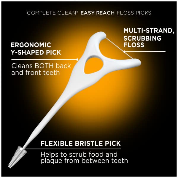 DenTek Complete Clean Easy Reach Floss Picks, No Break & No Shred Floss, 75 Count (Pack of 12)