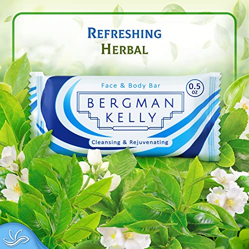 BERGMAN KELLY - Hotel Soap Bars - White Tea, 0.5 oz, 100 PK - Travel Size Luxury Bulk Amenities Bar Soap - Mini Individually Wrapped Rectangular Soap, Small Toiletries for Airbnb, Motel, Guest Bath