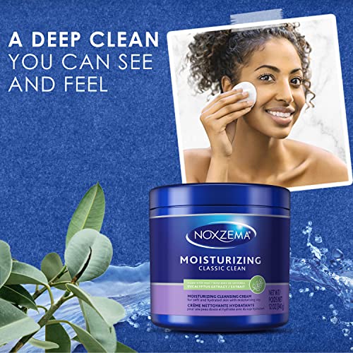 Noxzema Classic Clean Original Deep Cleansing Cream for Soft & Smooth Skin – Real Eucalytpus Extract Noxzema Moisturizing Cleansing Cream Face Wash, 12 Oz Ea (Pack of 4)