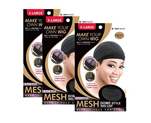 (3 Pack) Qfitt Mesh Dome Style Wig Cap Extra Large #5021