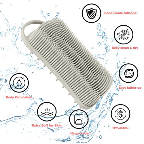 YEALIFE Silicone Body Scrubber, Gentle Exfoliating Scrub Brush with 22mm Soft Bristles, Deep Cleansing & Scalp Massage, Non-Slip Ergonomic Design, Fast Drying, Travel-Friendly for Shower Bath