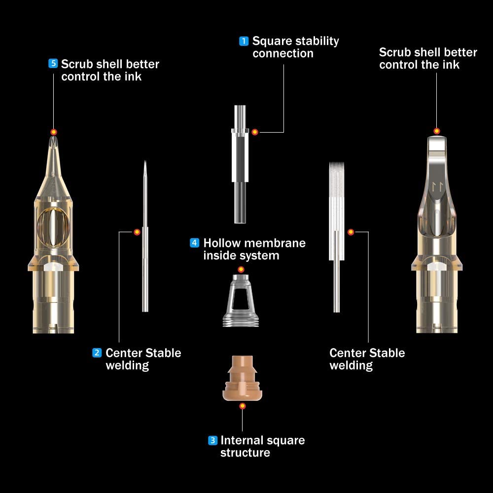 Ambition Premium #10 Bugpin 3RS Disposable Tattoo Needles Cartridges Supply 3 Round Shader 20Pcs for Professionals and Beginners Tattoo Artists
