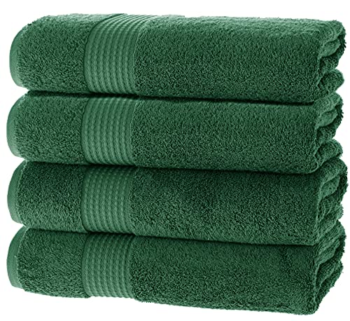 MAURA Basics Performance Bath Towels 100% Turkish Cotton with Hook Loops. Extra Large Luxury Absorbent Plush Towel Sets for Bathroom, Daily Use American Standard Size 27”x54”, Hunter Green