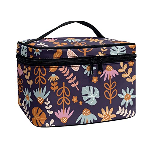 Horeset Abstract Hippie Flower Print Cosmetic Bag Waterproof Fashion Makeup Bag Portable Pouch Accessories for Travel Outdoor