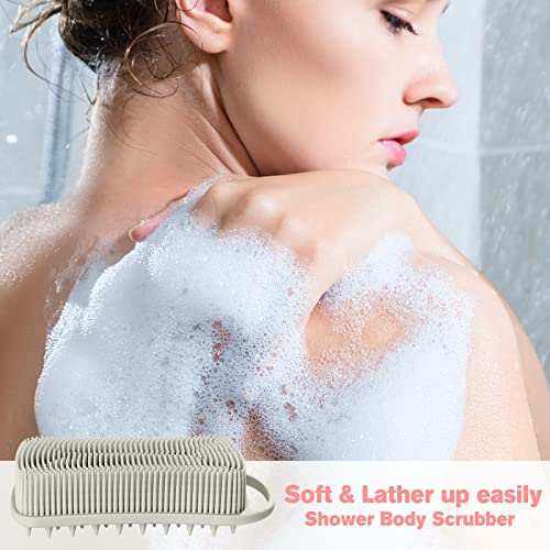 YEALIFE Silicone Body Scrubber, Gentle Exfoliating Scrub Brush with 22mm Soft Bristles, Deep Cleansing & Scalp Massage, Non-Slip Ergonomic Design, Fast Drying, Travel-Friendly for Shower Bath