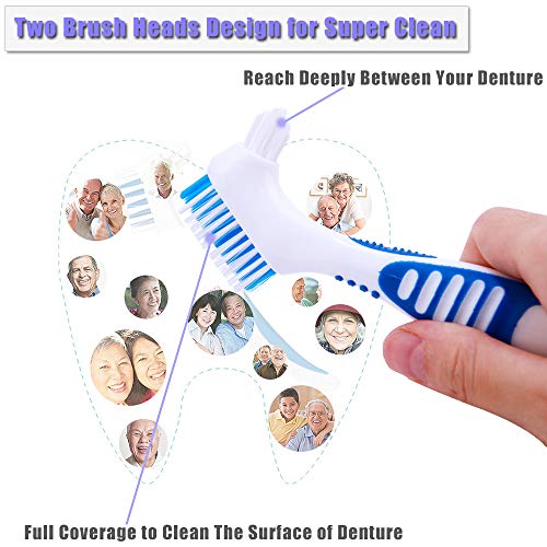 4 Pcs Denture Brushes with Double Sided Denture Cleaning Brush Heads for Denture Care (4Pcs)