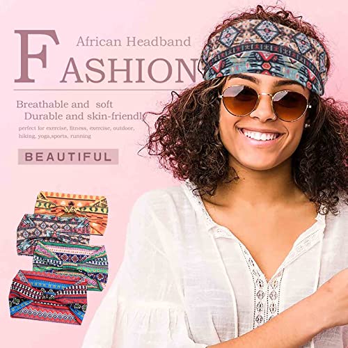 Acenail Wide Headbands Women Turban Knotted Headband Elastic Non Slip Hairbands African Head Bands Cotton Workout Head Wraps Bohemian Head Band Running Sports Hairband Yoga Head Scarfs Boho Hair