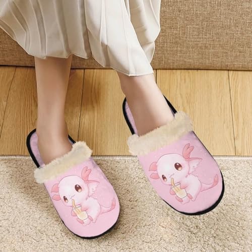 ZPINXIGN Kawaii Slipper Womens Cute Axolotl House Slippers Casual Home Spa Slippers Non Slip for Hotel Bedroom Travel Shoes Anti-slip Slippers