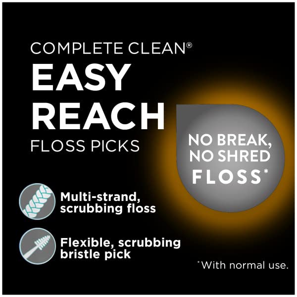 DenTek Complete Clean Easy Reach Floss Picks, No Break & No Shred Floss, 75 Count (Pack of 12)