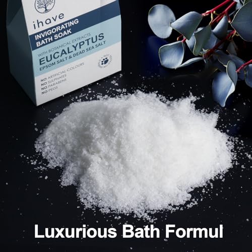 iHave Epsom Salt & Dead Sea Salt Bath Soak with Eucalyptus Essential Oils, Portable Bath Salts Unique Spa Gifts for Him, Ideal Anniversary, Birthday Gifts for Men, Dad, Husband, Boyfriend, Brother