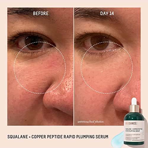 Biossance Squalane + Copper Peptide Rapid Plumping Serum. Powerfully Hydrating Face Serum that Instantly Plumps and Firms with Collagen Boosting Copper Peptides, (0.4 ounces) - Travel…