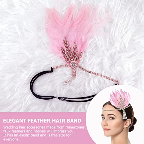 FERCAISH Flapper Headband, Feather Crystal Headband Party Feather Headband, Hair Accessories for Women