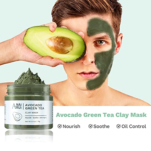 ANAI RUI Turmeric Vitamin C Clay Mask -Rose Facial Mask –Avocado Green Tea Mud Mask,Facial Mask Skincare for Deep Cleansing,Purify Pores SPA Mask Set,Facial Mask Set Gifts Set 2.5 oz each