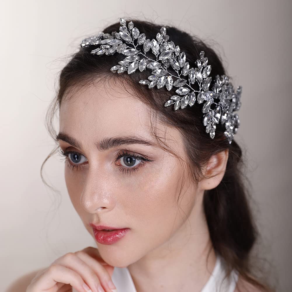 BERYUAN Wedding Crystal Headband Women Hair Vine for Bride Bridesmaid Crystal Headband Wedding handmade GOLD