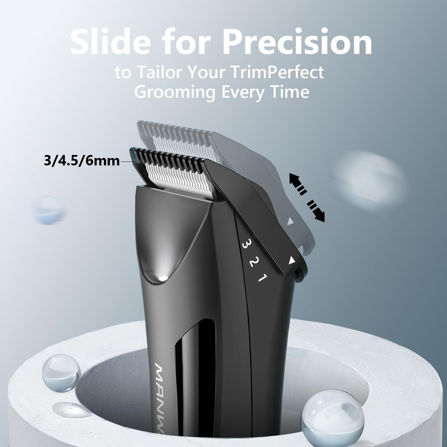 ManWills Body Hair Trimmer Men - Ball Trimmer Men, 2 Replaceable Ceramic Blades, Waterproof Pubic Trimmer with Charging Dock, Rechargeable, 7000RPM