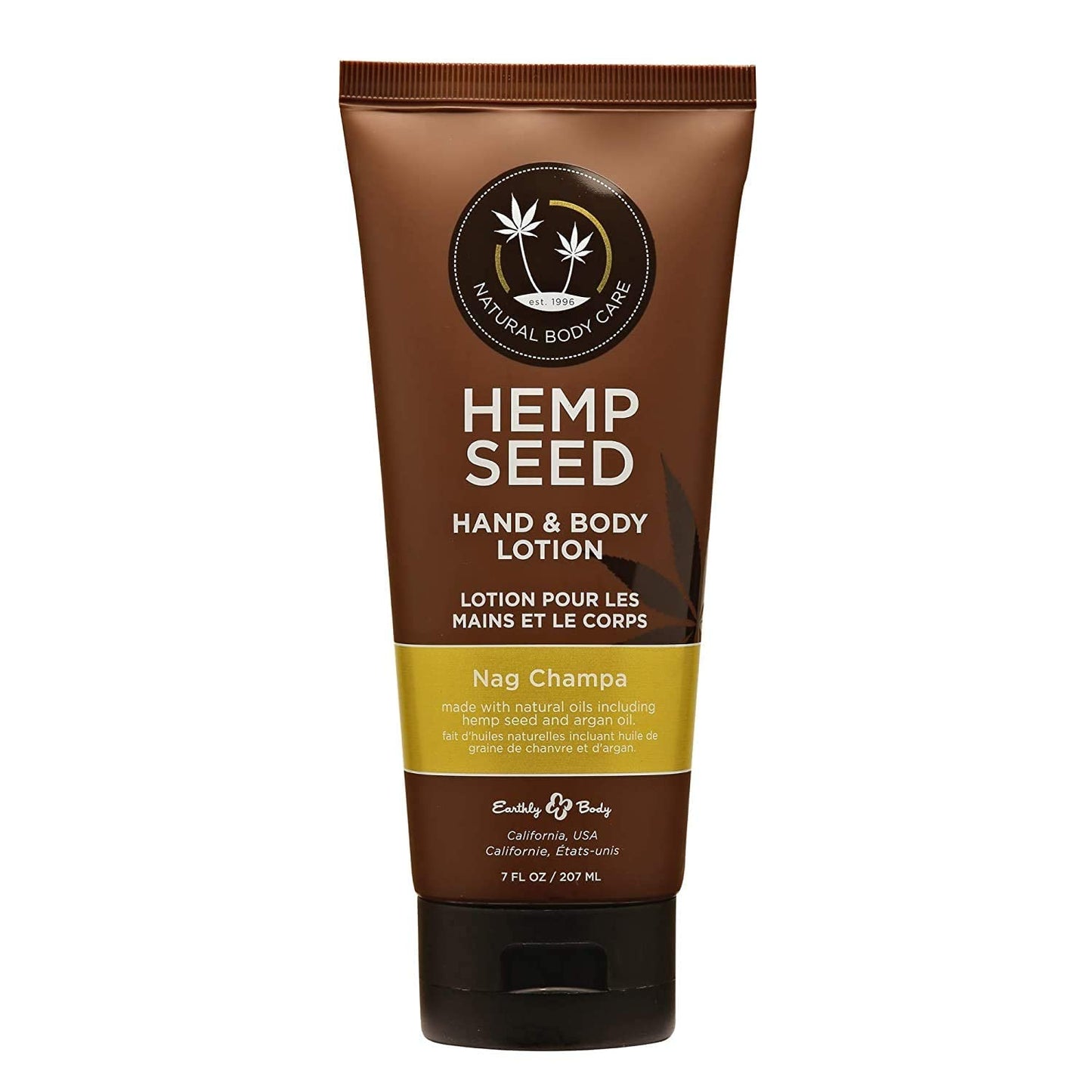 Hemp Seed Hand & Body Lotion, Nag Champa Scent - 7 oz. - Soothe Dry Skin - Argan Oil, Hemp Seed Oil - Light, Non-Greasy Formula - Vegan & Cruelty Free