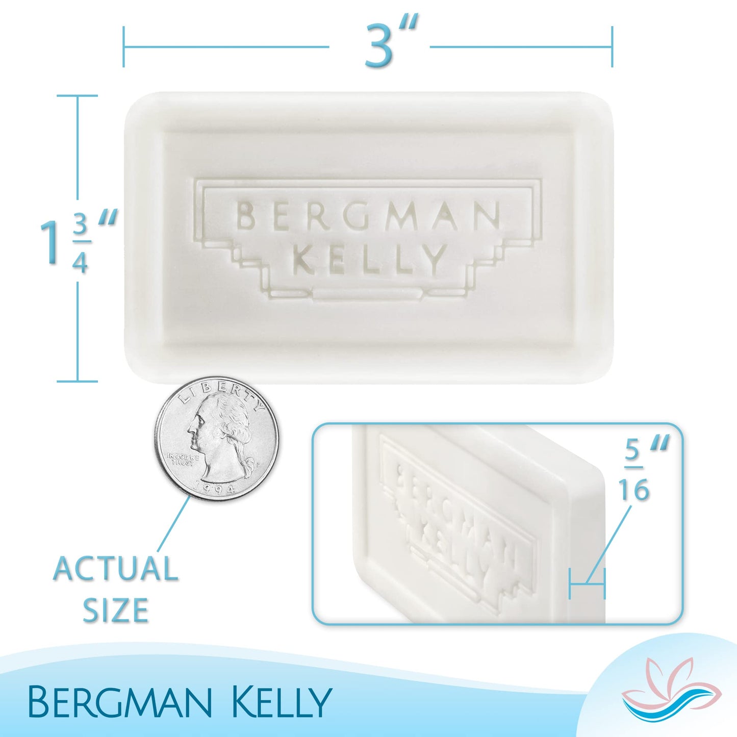 BERGMAN KELLY - Hotel Soap Bars - Tropical Waterfall, 1 oz, 200 PK - Travel Size Luxury Bulk Amenities Bar Soap - Mini Individually Wrapped Rectangular Soap, Small Toiletries for Airbnb & Motel