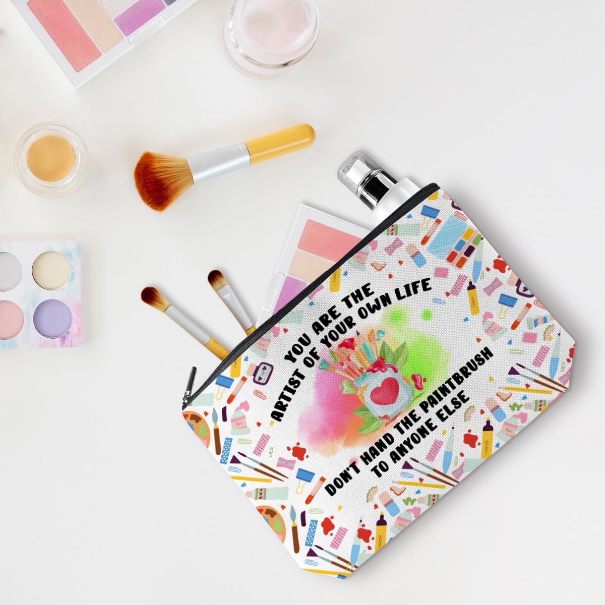 Motivational Art Gifts Makeup Bag Inspirational Art Teacher Gifts Cosmetic Travel Bag Teacher Birthday Gifts Toiletry Bag Skincare Bag Positive Affirmations Christmas Appreciation Gifts for Artists