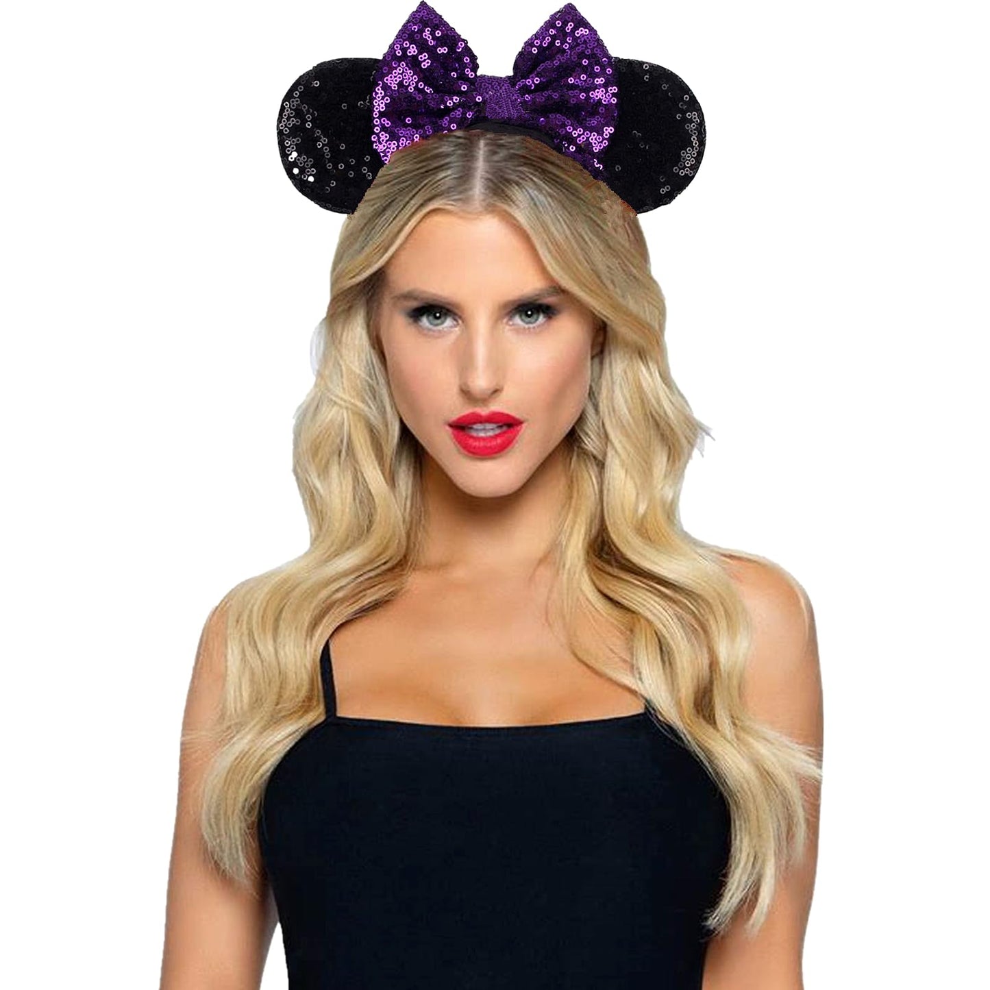 JOYFISCO Mouse Ears Headbands Shiny Bow Mouse Ears Headband Glitter Party Princess Decoration Cosplay Costume for Women Girls