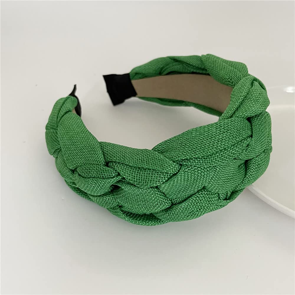 QTMY Braided Knotted Headband for Women,Boho Hippie Headband Hair Hoop Accessories Headwear Jewelry,725-23 (Green)