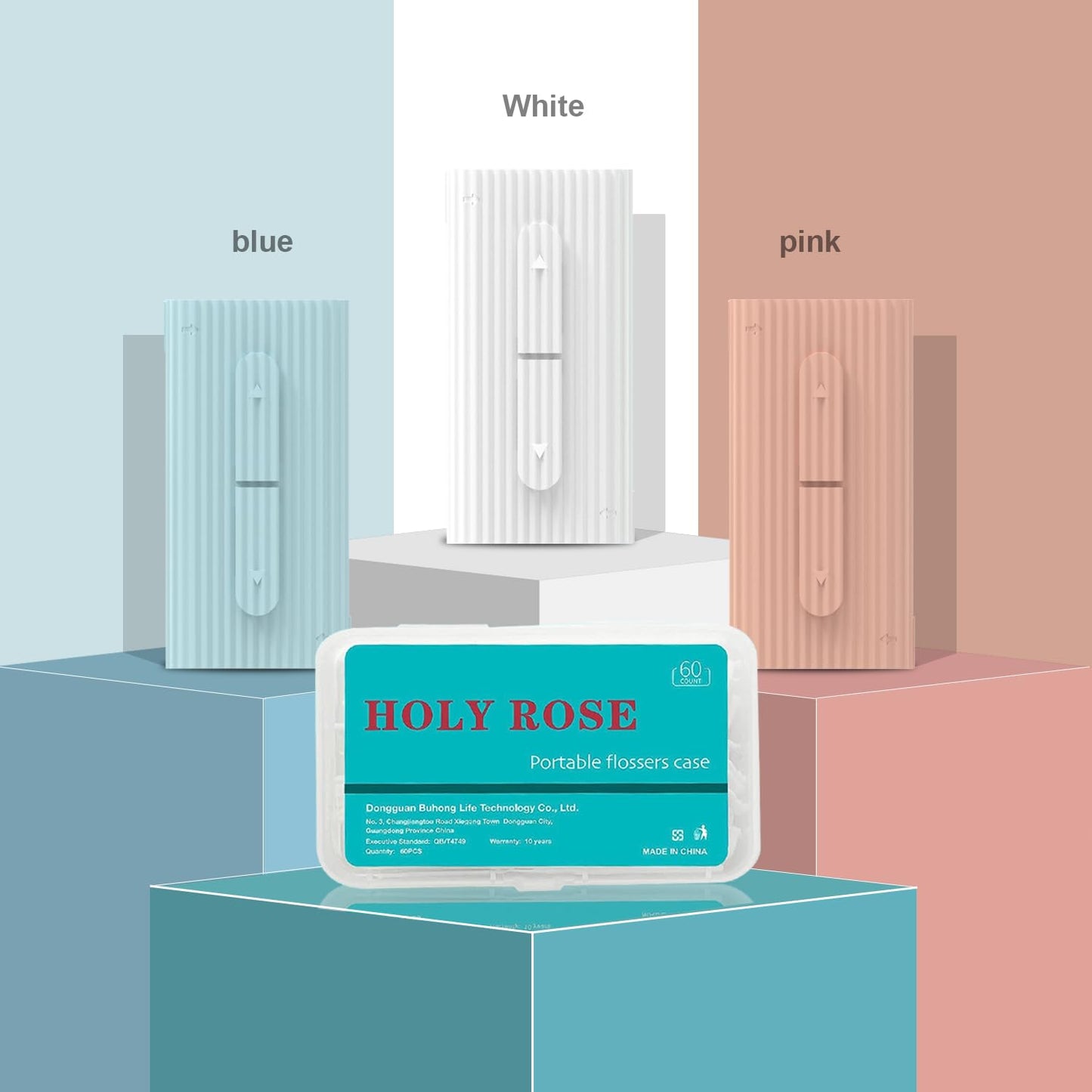 Holy Rose Dental Floss Picks Portable Dispenser 4 Boxs,Trave Flossers Case 2 Box with Adult Floss Sticks 160 Count, is for Home、Travel，Cleaning Teeth and Oral Care Perfect.