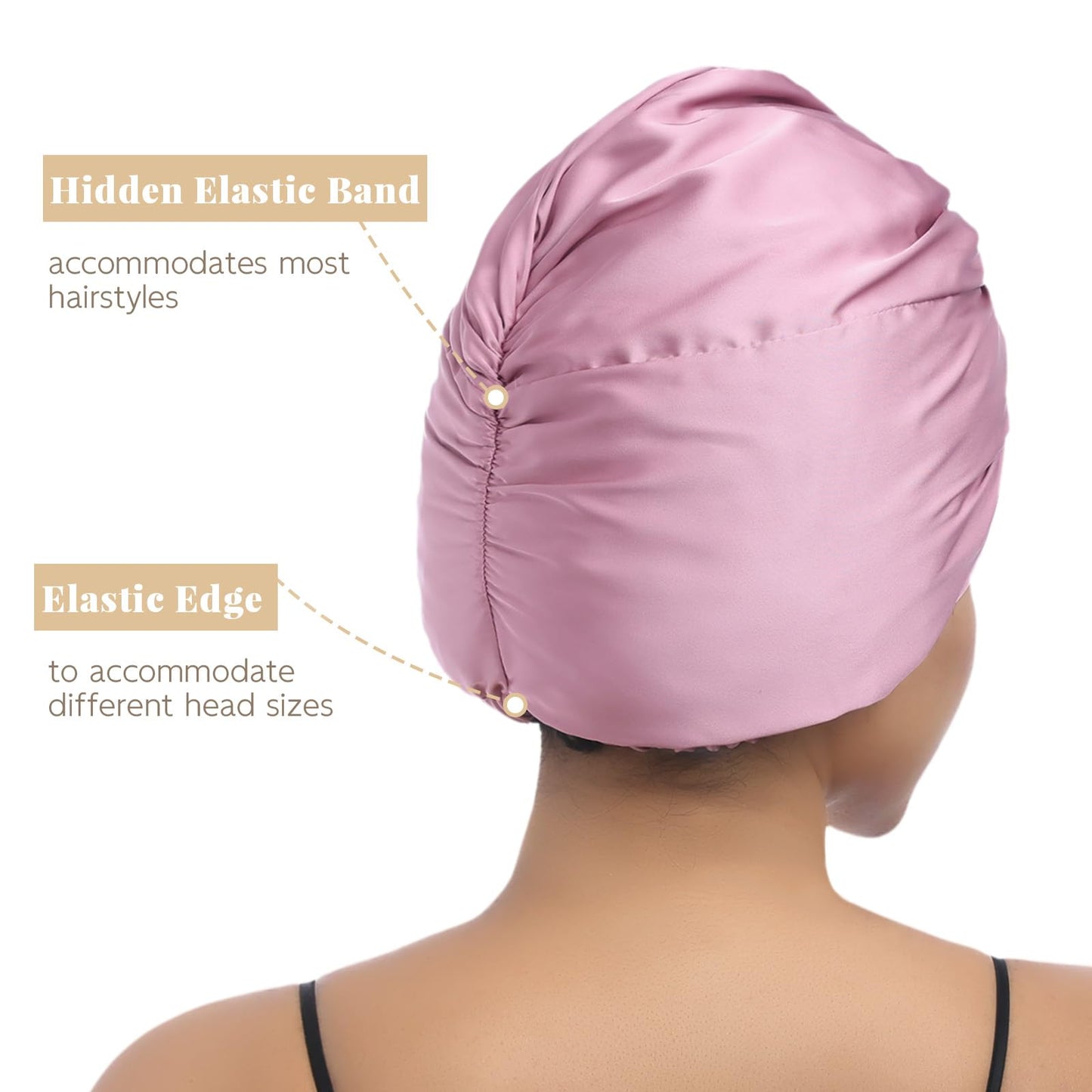 MBJERRY Satin Bonnet for Sleeping, Adjustable Knotted Hair Bonnets for Black Women Curly Natural Hair(Brown)