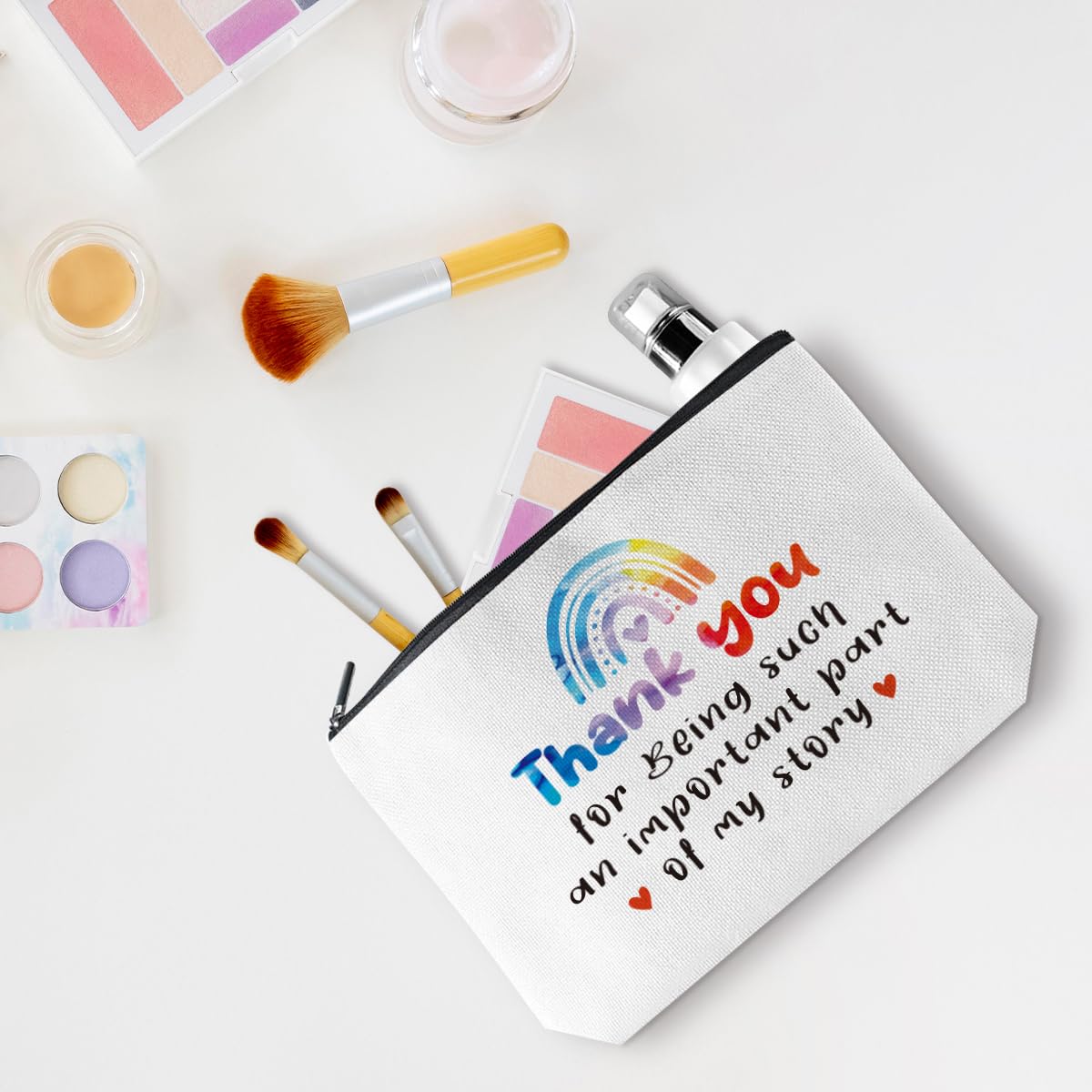 Thank You Gifts Rainbow Cosmetic Bag Teacher Appreciation Gifts Makeup Organizer Bag Friendship Gifts Travel Toiletry Bag Coworker Leaving Gifts Retirement Christmas Birthday Gifts for Women Nurse Her