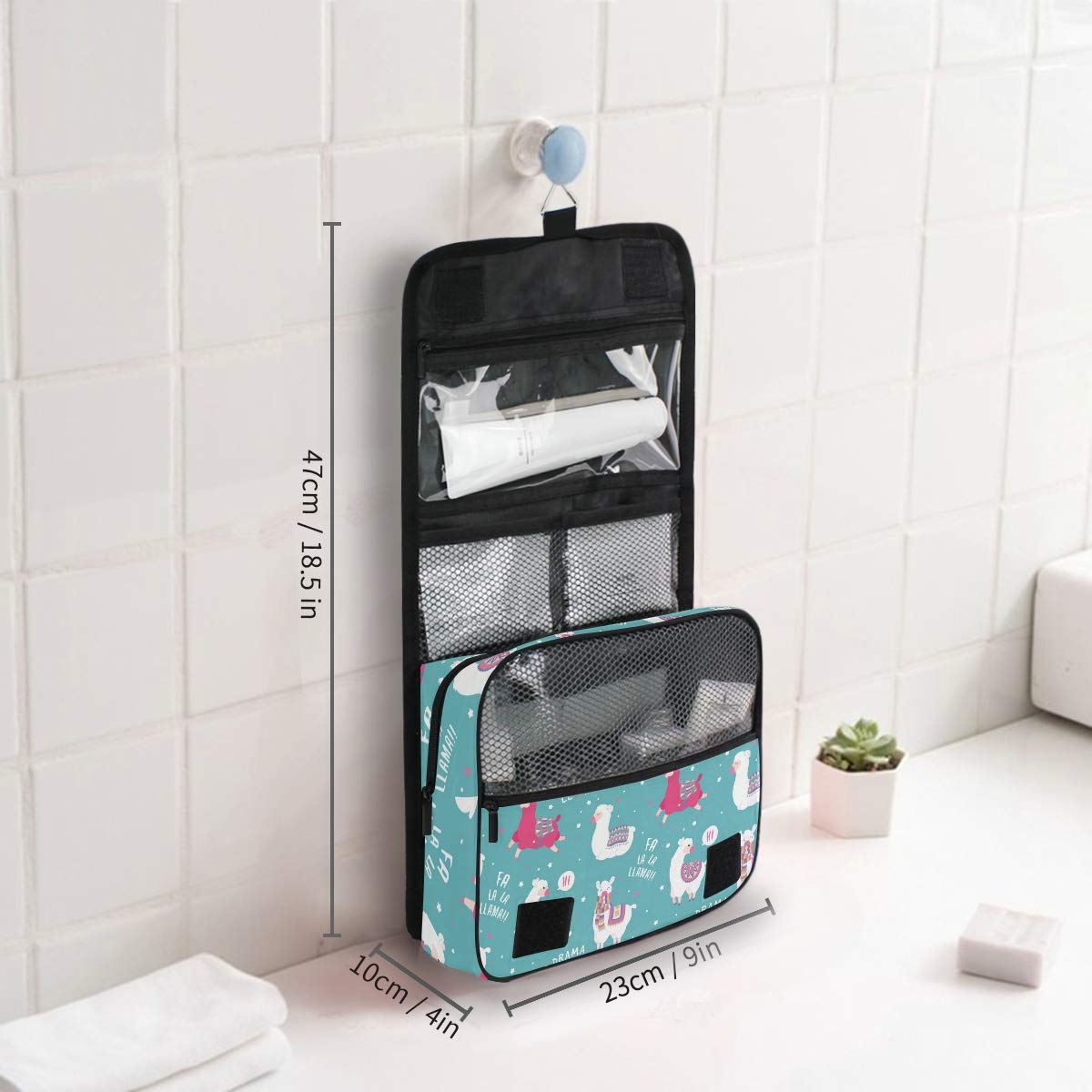 Hanging Travel Toiletry Bag Kit Makeup Case Cosmetics Organizer for Men Women (Llama)…