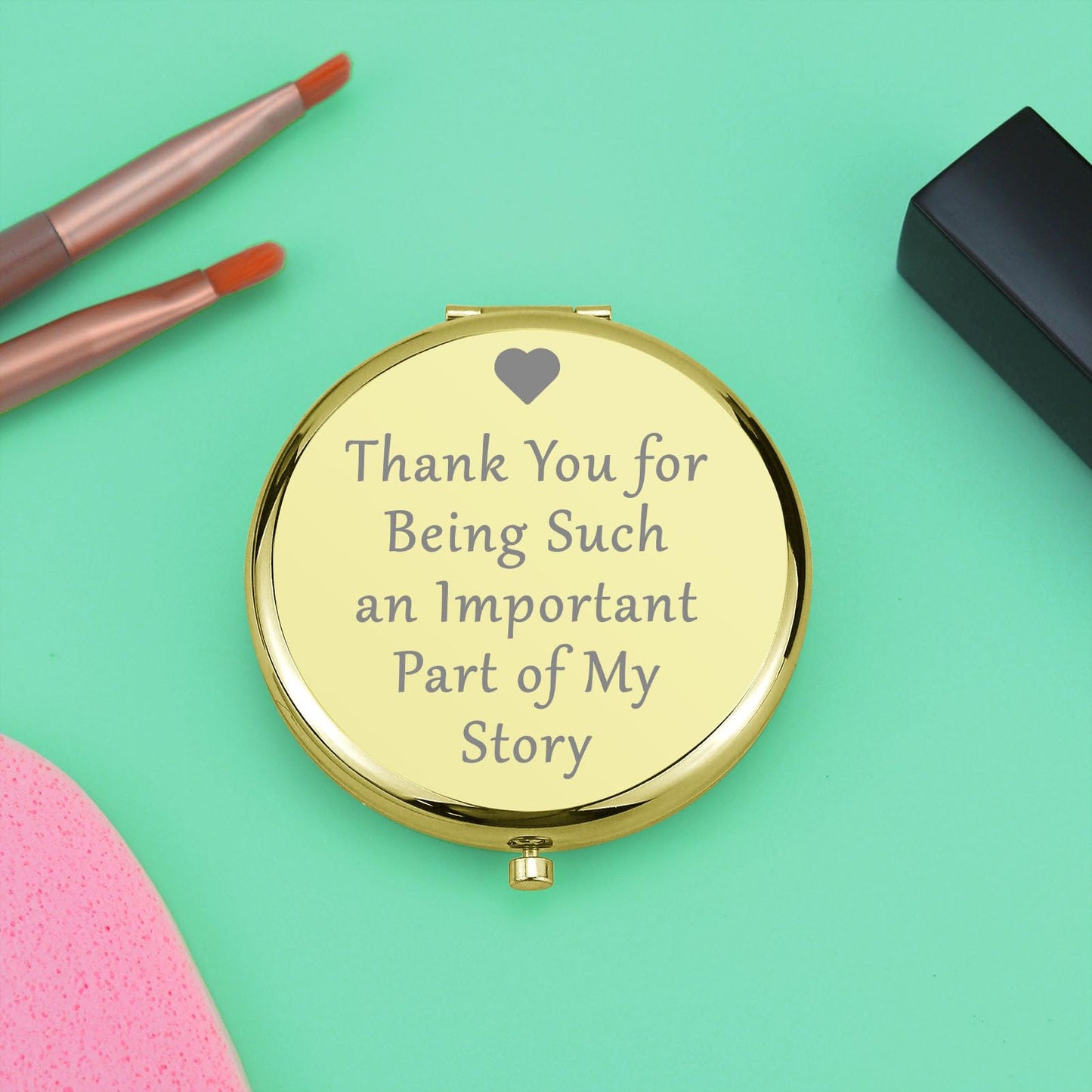 Thank You Gifts for Women Coworker Compact Makeup Mirror Inspirational Gift Coworker Leaving Gift Birthday Graduation Retirement Gift for Teacher Friend Sister Folding Makeup Mirror (Gold)