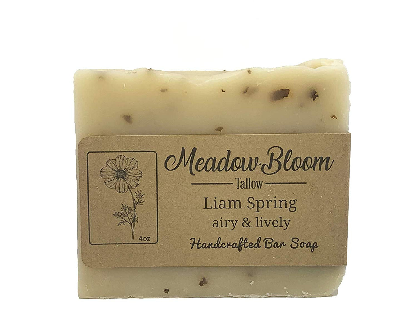 HUNTER CATTLE CO. EST'D 2004 HC Meadow Bloom Tallow Bar Soap - Rosemary & Spearmint Single Pack - Made with All Natural 100% Grass Fed Tallow Handmade Soap Bar - Great for Face or Body Soap